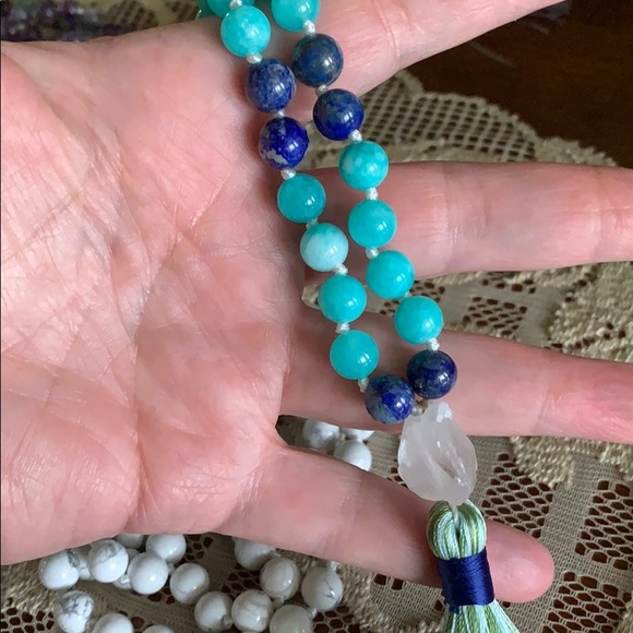 Mala knotted 108 stone prayer beads. Howlite - Picture 3 of 6
